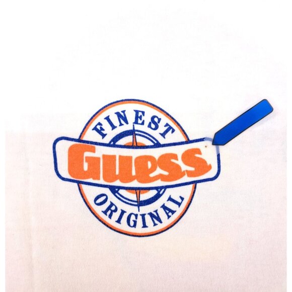 Vintage Guess Originals Graphic T-Shirt Orange Soda Bottle White Finest Snack - Picture 9 of 9